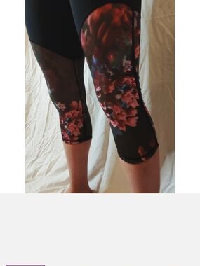 lululemon athletica Black Floral Mesh Capri Leggings